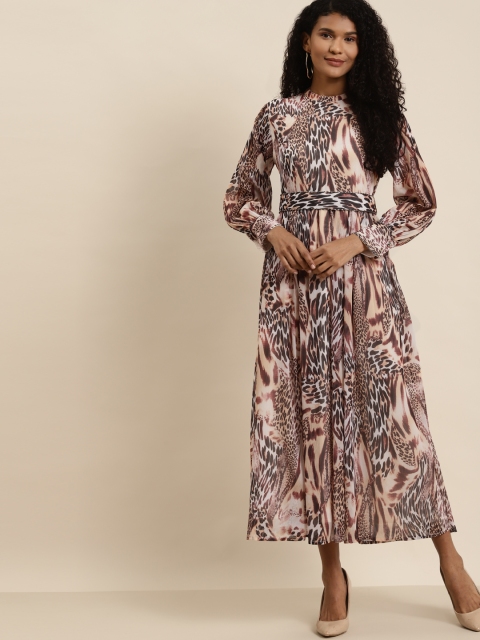 

Juniper Women Beige & Black Animal Print Maxi Dress