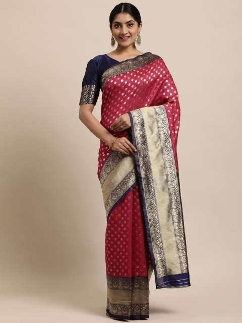 

Mitera Red Ethnic Motifs Woven Jacquard Banarasi Saree