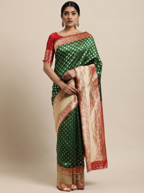 

Mitera Green Ethnic Motifs Woven Jacquard Banarasi Saree