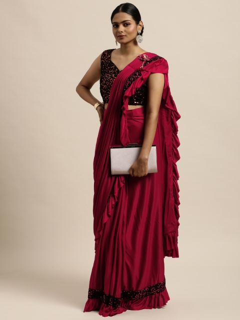 

Mitera Maroon Sequinned Embellished Ready to Wear Saree
