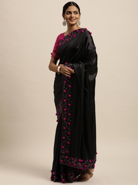 

Mitera Black Pom Pom Embellished Saree