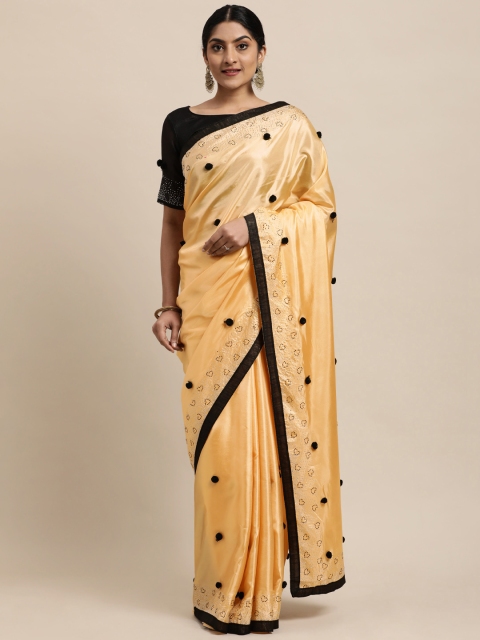

Mitera Cream-Coloured Pom Pom Embellished Saree