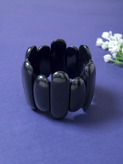 

Golden Peacock Women Black Handcrafted Elasticated Bracelet