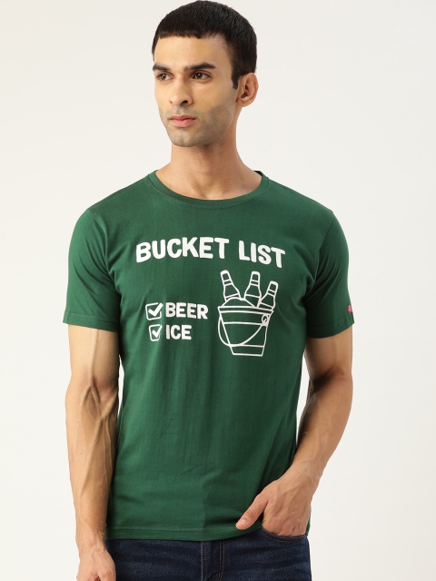 

PRINTOCTOPUS Men Green & White Typography Printed Cotton T-shirt