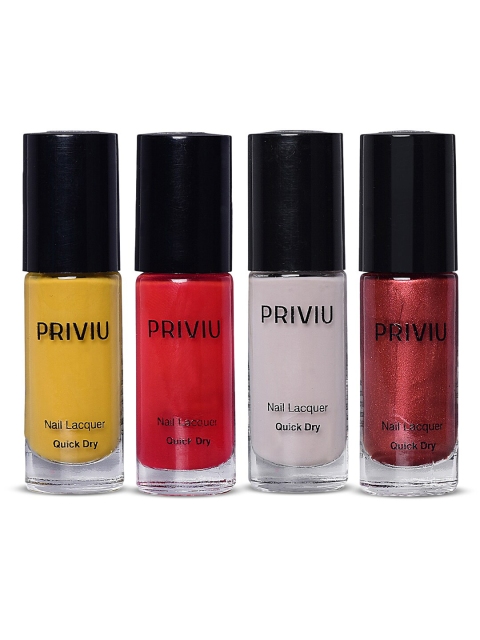 

PRIVIU Gel Nail Polish Quick Dry Set of 4 Nail Paints, Red