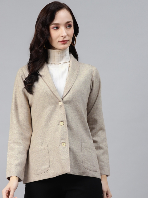 

Ayaany Women Beige Casual Woollen Coat