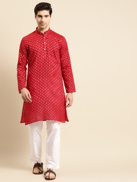 

RAJUBHAI HARGOVINDAS Men Red Dobby Kurta