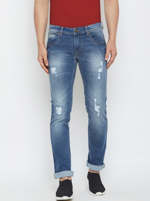 

Canary London Men Blue Slim Fit Low-Rise Mildly Distressed Heavy Fade Jeans