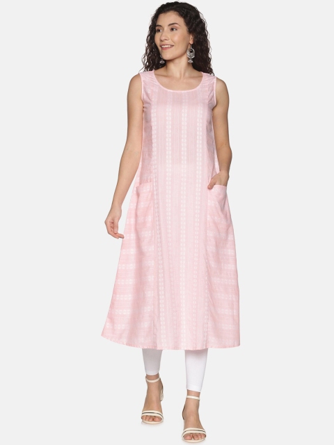 

Saffron Threads Women Pink Cotton Sleeveless A-Line Kurta