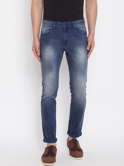 

American Archer Men Blue Slim Fit Low-Rise Low Distress Heavy Fade Stretchable Jeans
