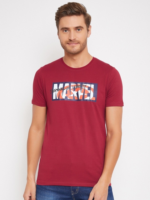 

Marvel by Wear Your Mind Men Maroon White Marvel Printed Pure Cotton T-shirt