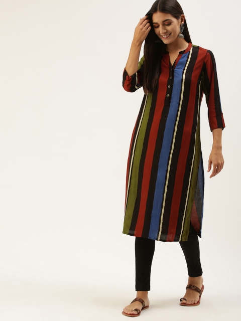 

AMUKTI Women Multicoloured Striped Kurta, Multi