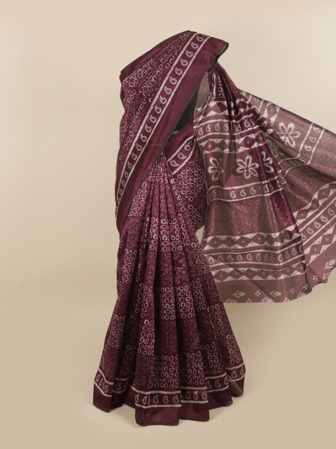 

Pothys Magenta & White Floral Saree