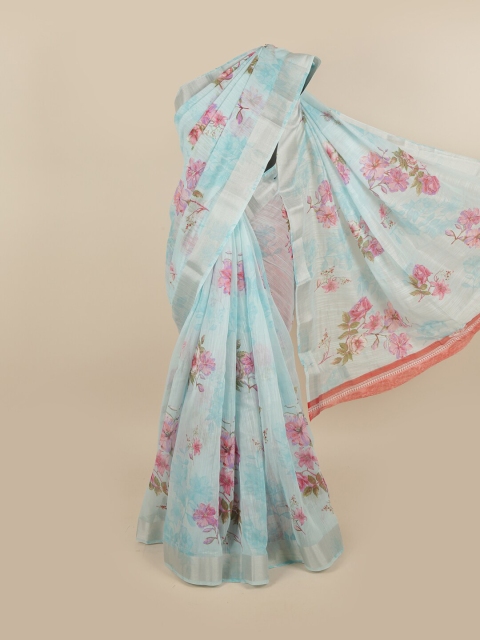 

Pothys Blue & Pink Floral Saree