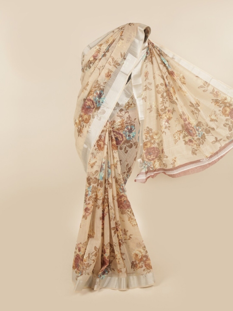 

Pothys Beige & Brown Floral Saree