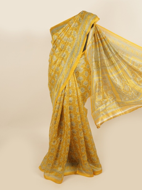 

Pothys Yellow & Grey Floral Saree