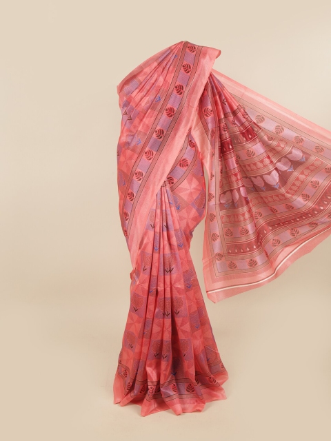 

Pothys Pink & Red Floral Saree