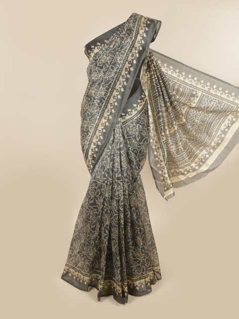 

Pothys Grey & Cream-Coloured Paisley Saree