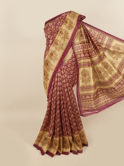 

Pothys Magenta & Beige Floral Saree