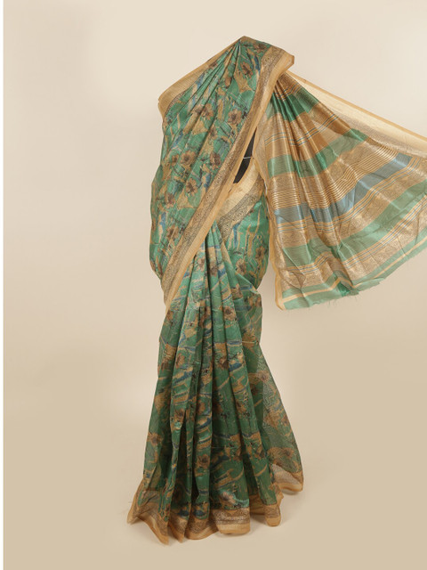 

Pothys Sea Green & Beige Floral Saree