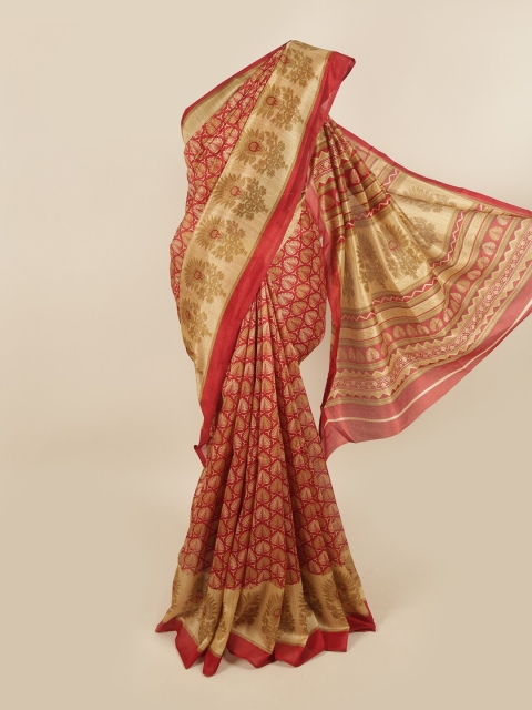 

Pothys Maroon & Tan Floral Saree
