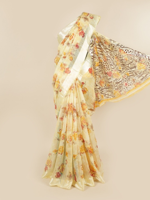 

Pothys Yellow & Orange Floral Saree