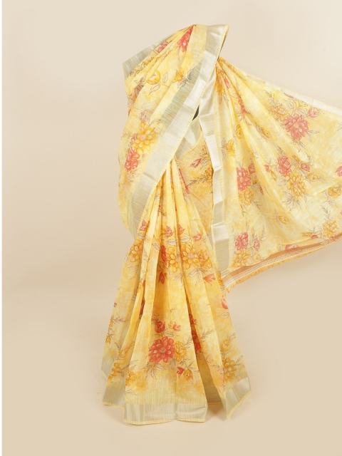 

Pothys Yellow & Red Floral Saree