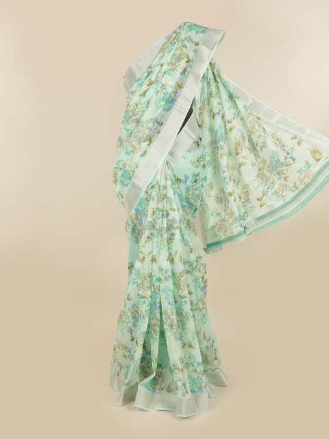

Pothys Green & Blue Floral Zari Saree