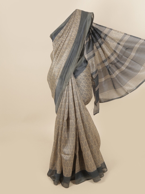 

Pothys Beige & Grey Ethnic Motifs Saree