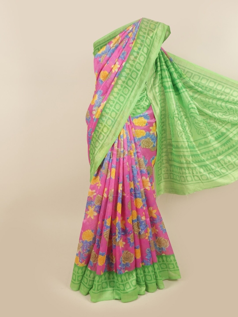 

Pothys Pink & Green Floral Saree