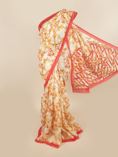 

Pothys Cream-Coloured & Red Floral Saree