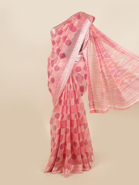 

Pothys Pink & Silver-Toned Saree