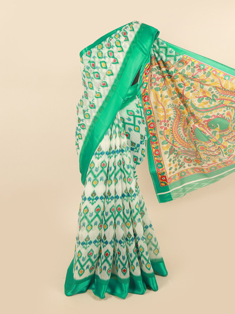 

Pothys Off White & Green Saree