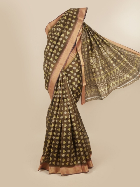 

Pothys Olive Green & Beige Saree