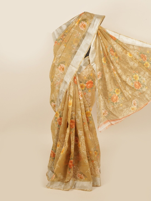 

Pothys Beige & Orange Floral Saree