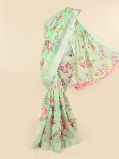 

Pothys Green & Blue Floral Saree