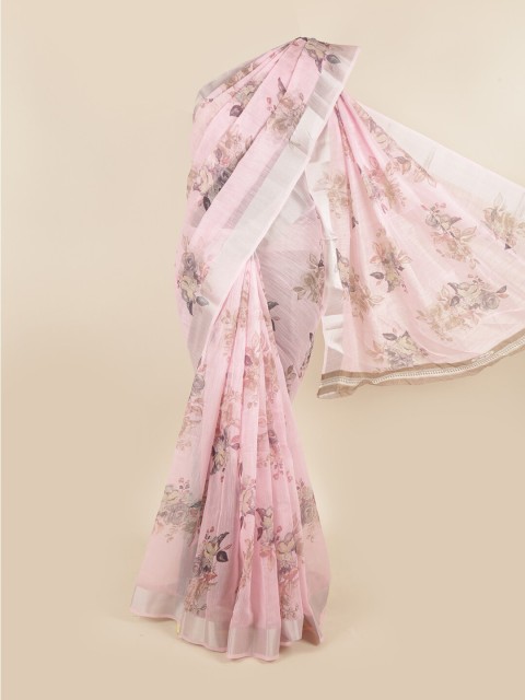 

Pothys Pink & Brown Floral Saree