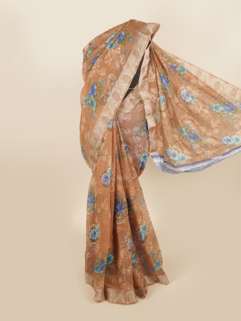 

Pothys Brown & Blue Floral Saree