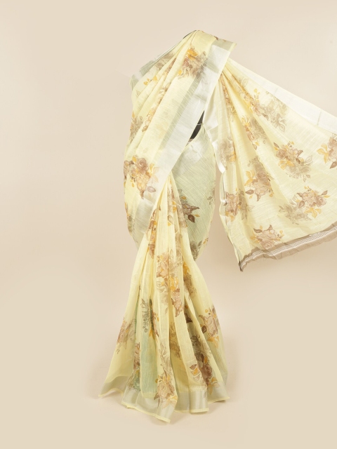 

Pothys Yellow & Brown Floral Saree