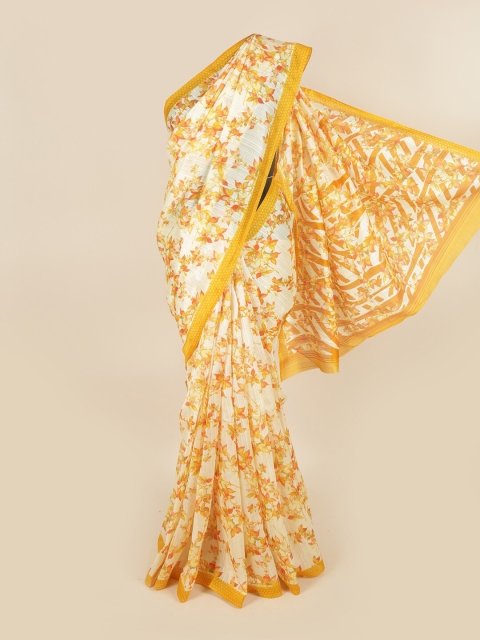 

Pothys Cream-Coloured & Yellow Floral Saree