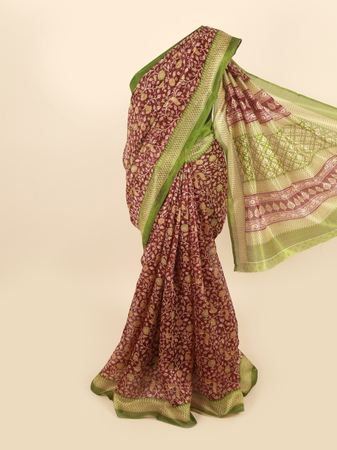 

Pothys Maroon & Green Floral Saree