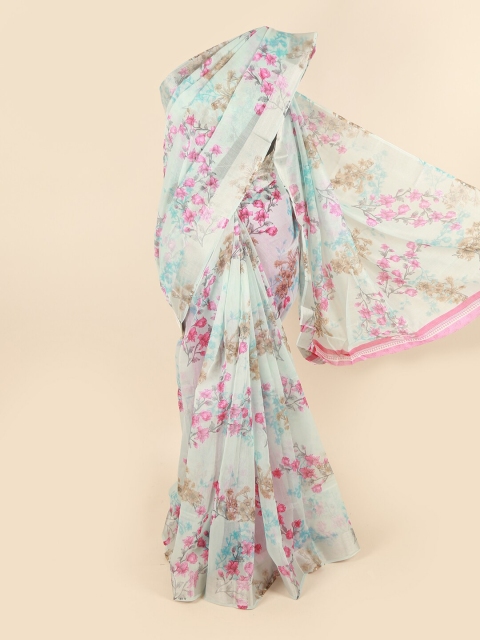 

Pothys Blue & Pink Floral Saree