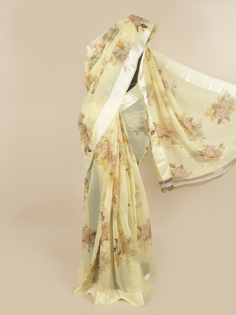 

Pothys Yellow & Brown Floral Saree