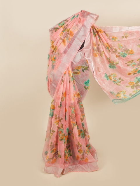 

Pothys Pink & Green Floral Saree