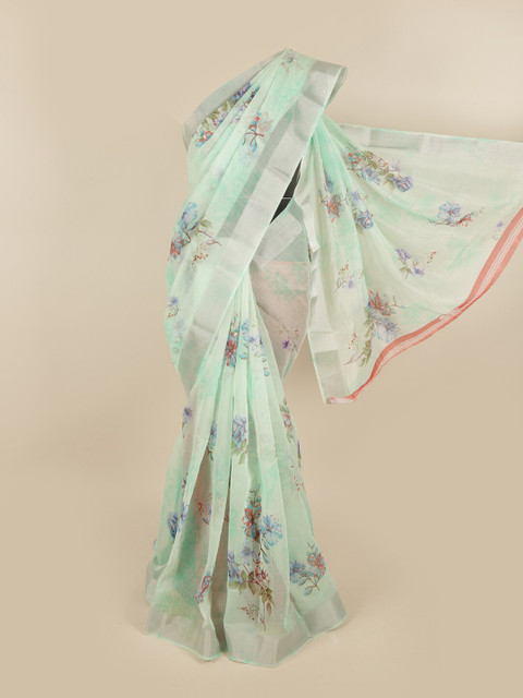 

Pothys Green & Red Floral Zari Saree