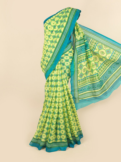 

Pothys Yellow & Green Bandhani Saree