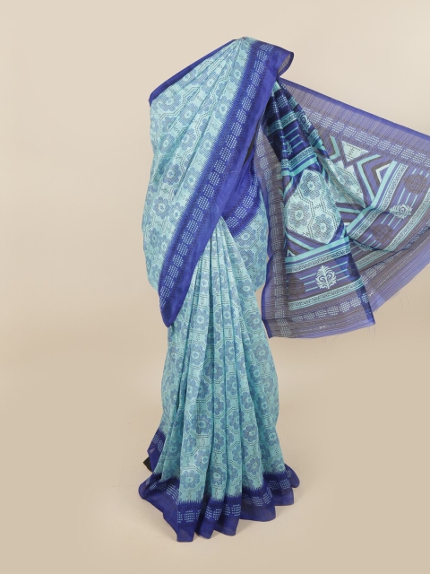 

Pothys Blue & Off White Floral Saree