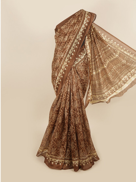 

Pothys Brown & Cream-Coloured Paisley Saree