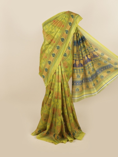 

Pothys Olive Green & Blue Saree