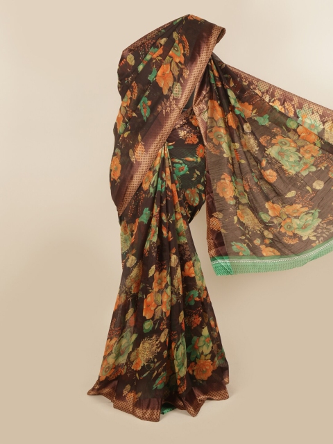 

Pothys Brown & Orange Floral Saree
